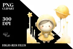 Whimsical Flower Astronaut Girl Clipart Product Image 3