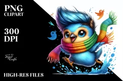 Cute Baby Bird Excited Jumping PNG Product Image 1