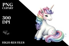 Baby Unicorn in Pastel Colors | Sublimation | Clipart Product Image 3