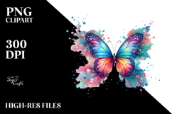 Cute Butterfly with Splashes PNG Product Image 2
