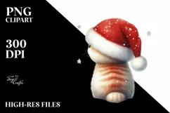 Cute Cat with Santa Hat, Summer PNG Product Image 1