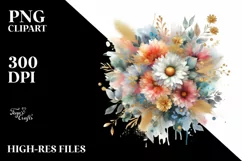Watercolor Abstract Bouquet GOLD FOIL | Sublimation Clipart Product Image 3