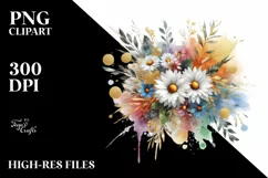 Watercolor Abstract Bouquet GOLD FOIL | Sublimation Clipart Product Image 1