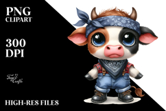 Watercolor Baby Cow Bandana Clipart Product Image 2