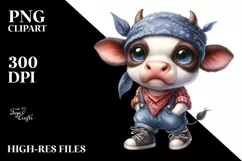 Expressive Baby Cow with Bandana Standing on Two Legs Product Image 1