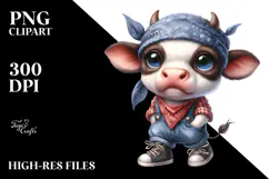 Expressive Baby Cow with Bandana Standing on Two Legs Product Image 2