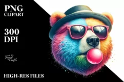 Bear Portrait with Chewing Gum | Sublimation | Clipart Product Image 3