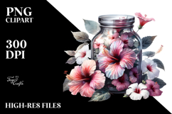 Hibiscus Jar Watercolor Clipart Product Image 2