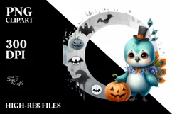 Cute Baby Peacock Halloween Change Digital Painting PNG Product Image 1