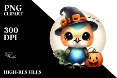 Cute Baby Peacock with Halloween Costume, Transparent PNG Product Image 3