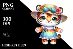 Colorful Baby Tiger Summer Clipart Product Image 1