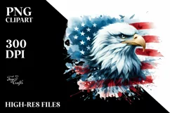 Washed Patriotic Bald Eagle USA Colors Majestic | Clipart Product Image 1