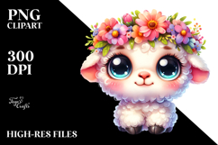 Goofy Cute Lamb with Flower Crown PNG Product Image 2