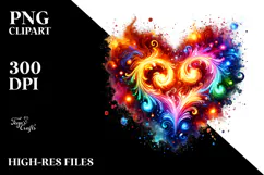 Colorful Fire Heart, Transparent PNG Product Image 2