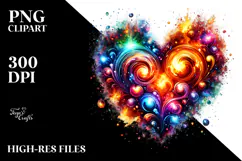 Colorful Fire Heart, Transparent PNG Product Image 2