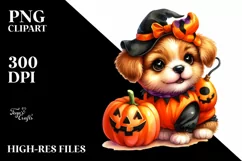Cute Baby Dog in Halloween Costume | Sublimation | Clipart Product Image 1