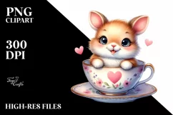 Colorful Watercolor Smiling Bunny | Clipart Product Image 1