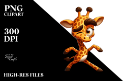 Expressive Dancing Giraffe, PNG Product Image 2
