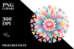 Colorful Boho Flower with Heart Petals PNG Product Image 2