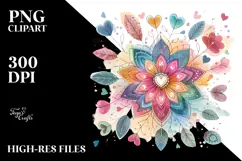 Colorful Boho Flower with Heart Petals PNG Product Image 2