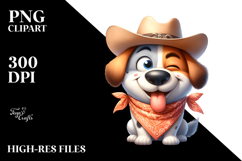 Funny Watercolor Dog with Bandana PNG Product Image 2