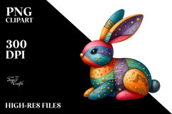 Colorful Bunny Made of Wood PNG Product Image 2