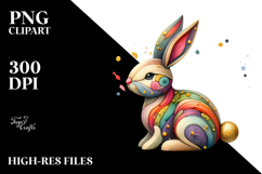 Colorful Bunny Made of on Splashy Background PNG Product Image 2