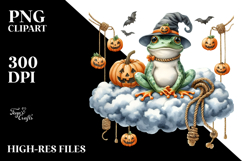 Halloween Frog Sitting on Cloud PNG Product Image 2