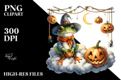Halloween Frog Sitting on Cloud PNG Product Image 2
