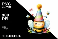 Funny Baby Bee Party Hat | Watercolor | Sublimation Product Image 1