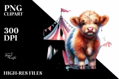 colorful Cow with Circus Tent PNG Product Image 1