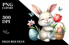 Easter Bunny Egg Flower, Clipart |T-shirt, Mug PNG Product Image 7