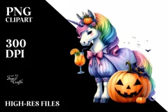Unicorn in Halloween Costume | Sublimation | Clipart Product Image 1