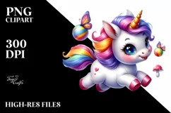 Funny Running Baby Unicorn PNG Product Image 1