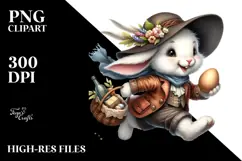 Happy Bunny with Sunglasses on Cloud PNG Product Image 2