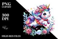 Jumping Baby Unicorn PNG Product Image 2