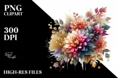 Watercolor Abstract Bouquet GOLD FOIL | Sublimation Clipart Product Image 3