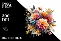 Watercolor Abstract Bouquet GOLD FOIL | Sublimation Clipart Product Image 1