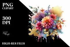 Watercolor Abstract Bouquet GOLD FOIL | Sublimation Clipart Product Image 3