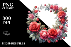 Red Roses Horizontal Frame Watercolor Clipart Product Image 2