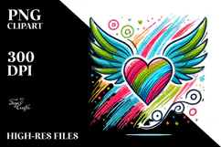 Colorful Paintbrush Style Heart PNG Product Image 2