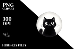 Funny Digital BLACK CAT PNG Product Image 2