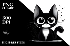 Funny Digital BLACK CAT PNG Product Image 2