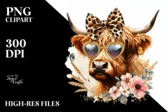 Elegant Highland Cow Glitter Animal Print Clipart Product Image 1
