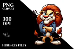 Goofy Cartoon Lion Mock Seriousness PNG Product Image 2