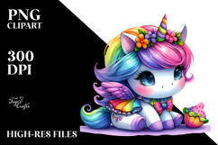 Vibrant Cute Baby Unicorn Halloween Drawing PNG Product Image 2
