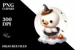 Cute Baby Swan Halloween Cloud Digital Painting PNG Product Image 1