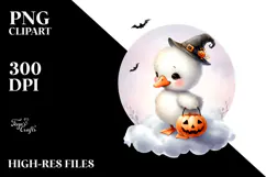 Cute Baby Swan Halloween Cloud Digital Painting PNG Product Image 2