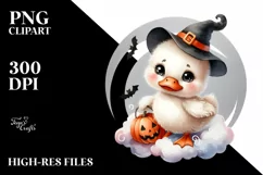 Cute Baby Swan Halloween Cloud Digital Painting PNG Product Image 3
