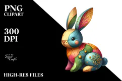 Colorful Bunny Wood Golden PNG Product Image 2